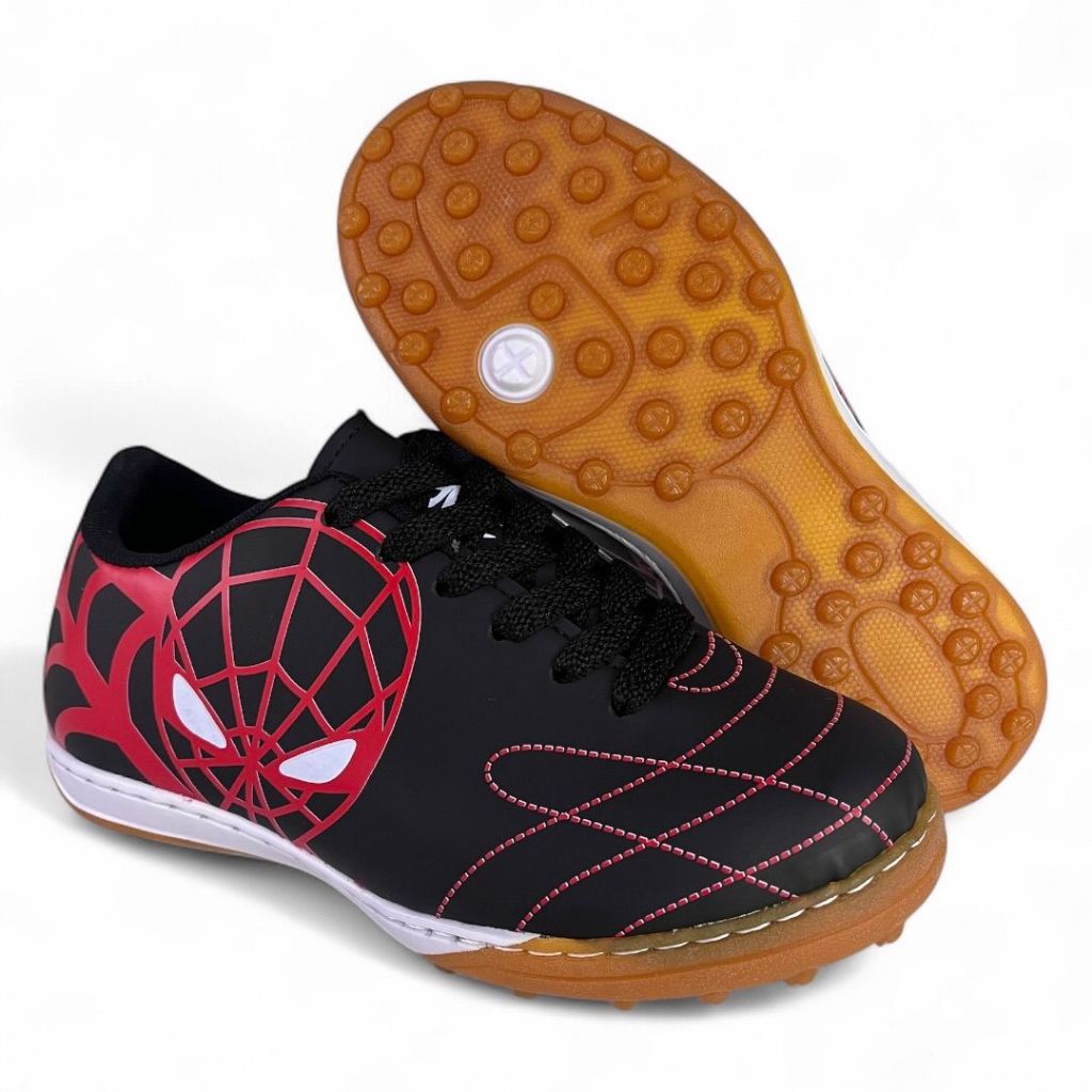 Chuteira Society Grama Sintética Tênis Infantil Homem-Aranha Menino Menina 26 ao 33