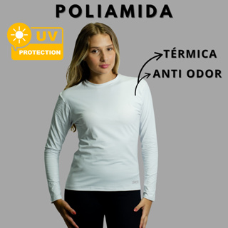 Blusa Térmica Feminina Poliamida Anti Odor Manga Longa Proteção Uv50+ Microfibra Tecido Gelado em Oferta na Shopee