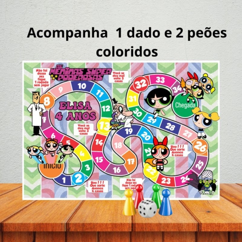 Kit jogo de tabuleiro para lembrancinha de aniversário/ kit festa/ personalizados - AS MENINAS SUPER PODEROSAS