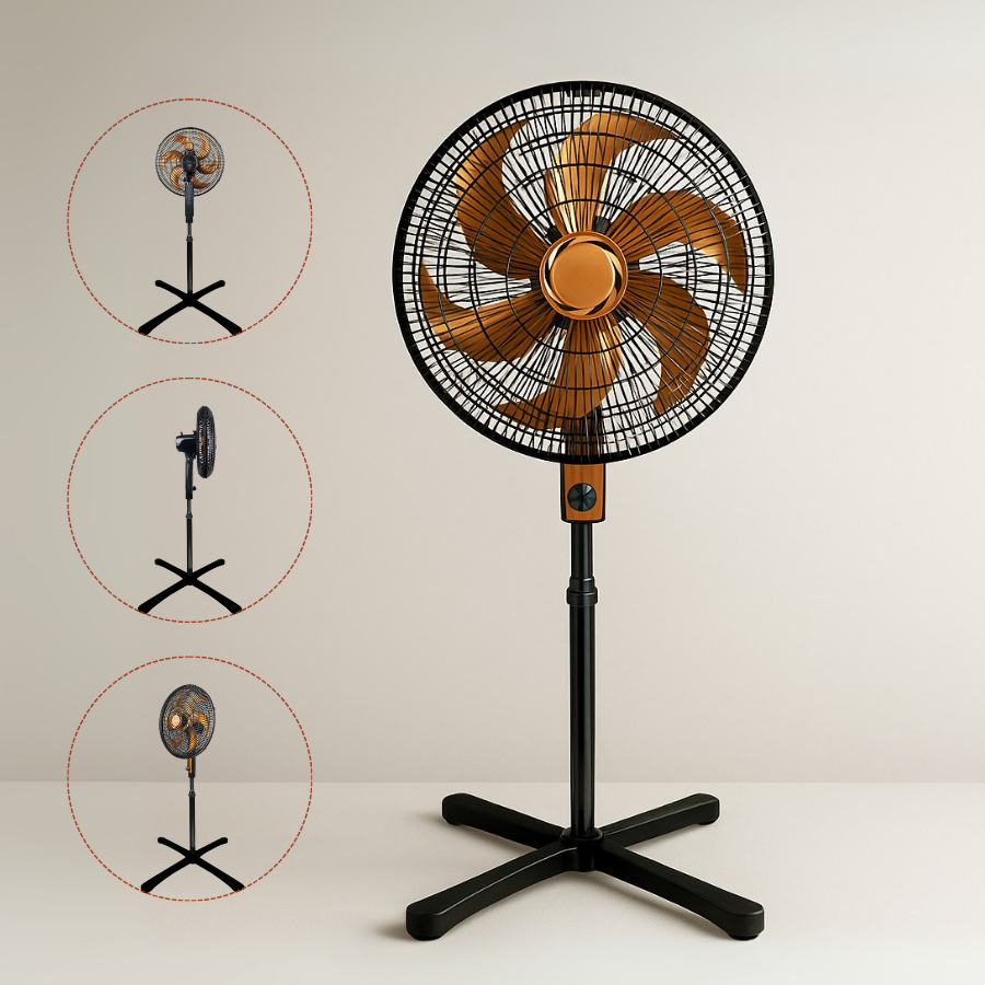 Ventilador De Coluna de Chão Pé Pedestal Turbo Vento Forte 126W, 6 Pás, Super Silencioso 110/220V