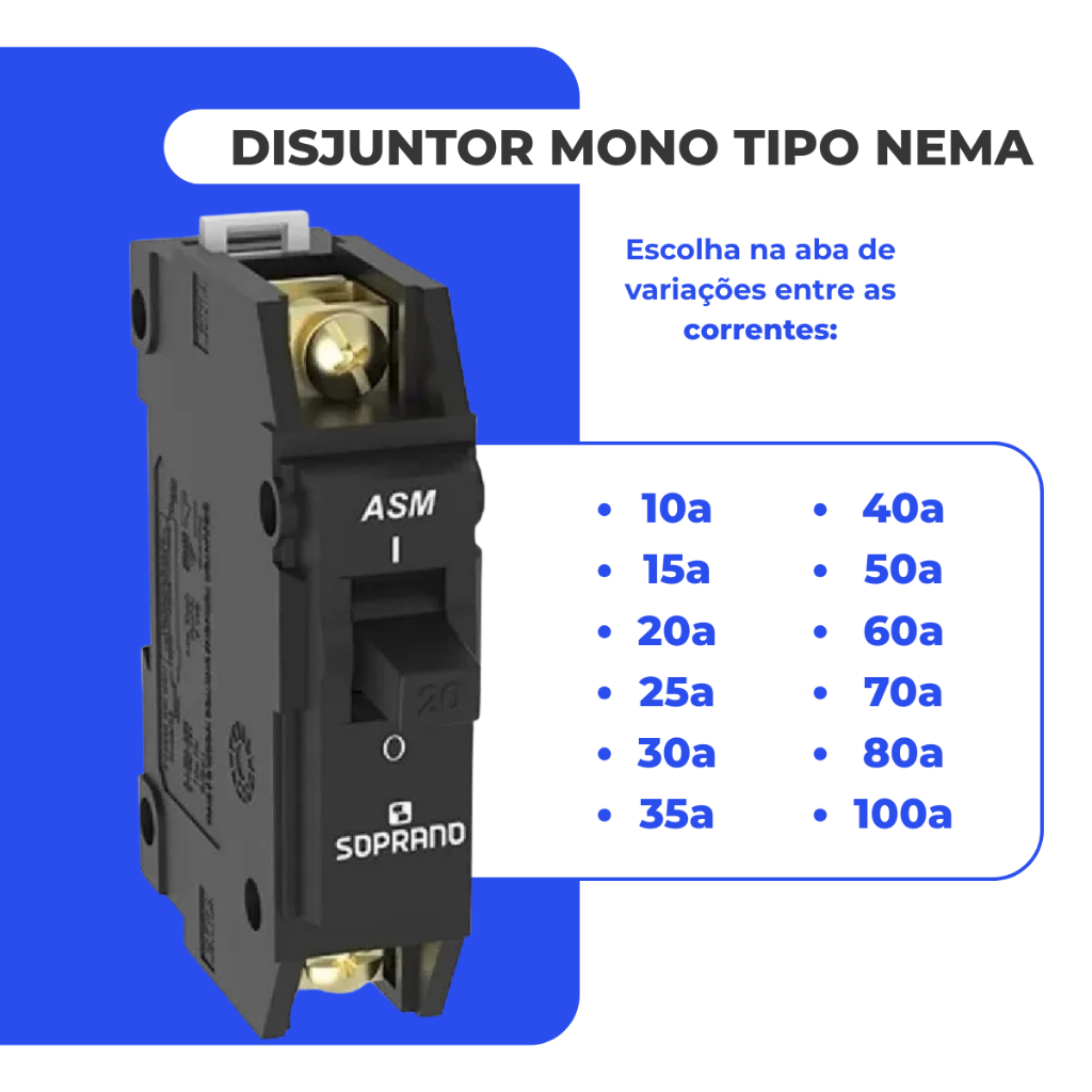Disjuntor 1p Monopolar Tipo Nema Soprano