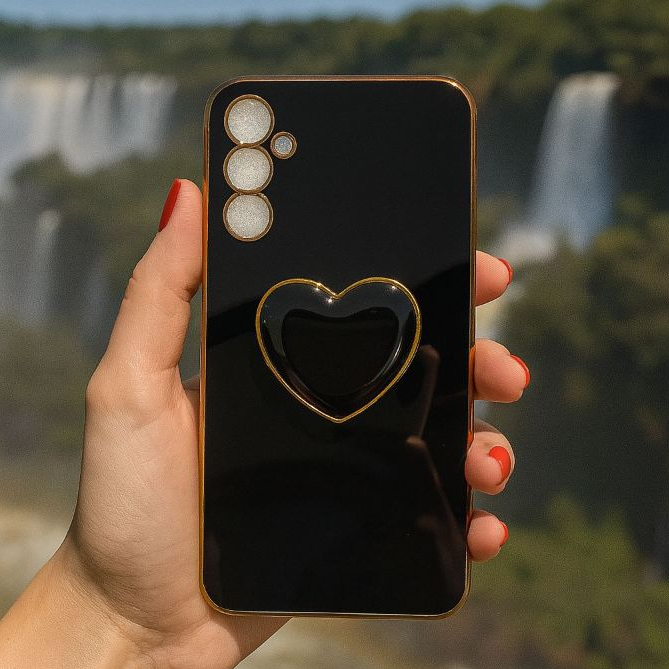 Capinha com Suporte de Coração para Samsung A04/A12/A13/A14/A22/A23/A24/A32/A34/A54