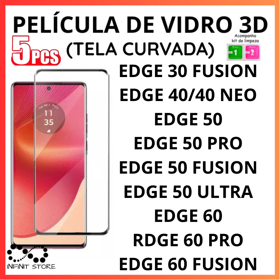 Película De Vidro 3D Temperado Para Motorola EDGE 30 FUSION/EDGE 40/40NEO/EDGE 50/EDGE 50 FUSION/EDGE 60 FUSION
