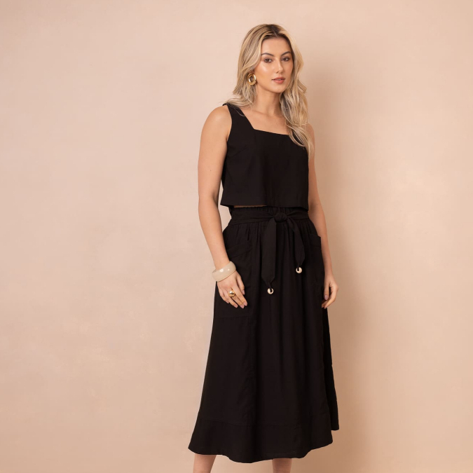 Conjunto Feminino Amalia Blusa e Saia Confortável Boho Chic Moda Casual Elegante Versátil Verão em Oferta na Shopee