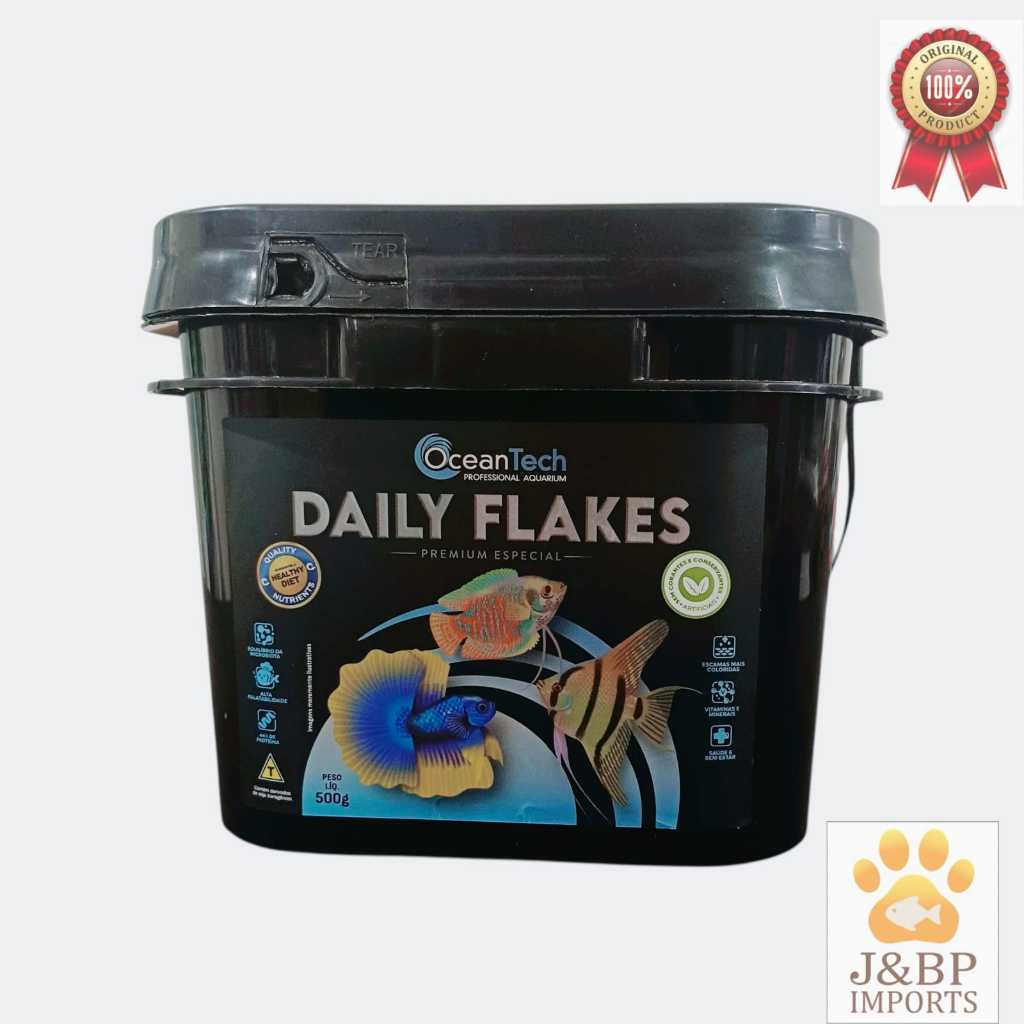Ração Em Flocos Daily Flakes Balde 500 gr.e 1 kilo p/ Peixes Tropicais/ Distribuidor Oficial