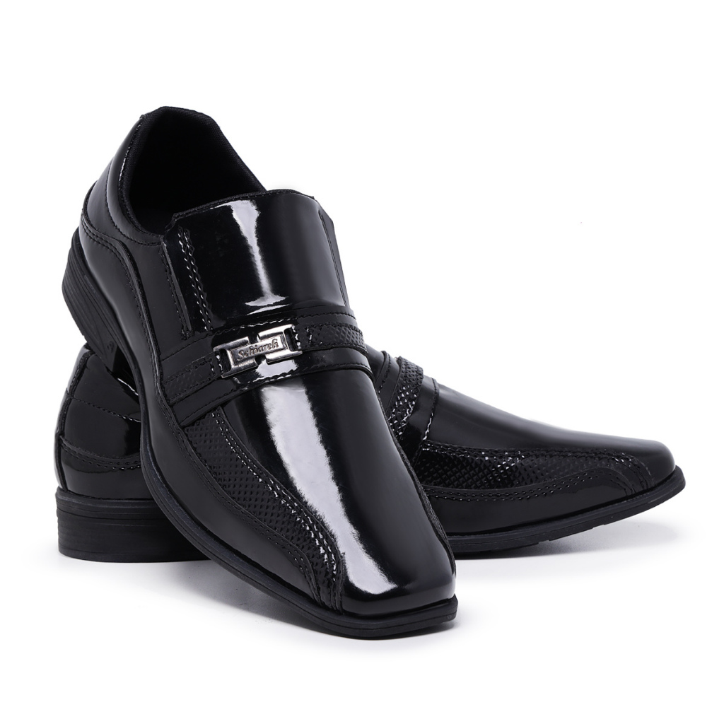 Sapato Social Masculino 836 Casual Verniz Brilho Moderno Casamento Uniforme Formatura Barato