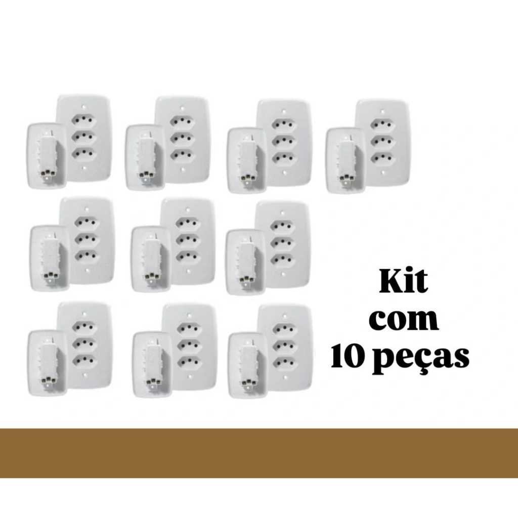 Kit com 10 Tomadas Tripla Fácil 10A Ideale Pluzie em Oferta na Shopee