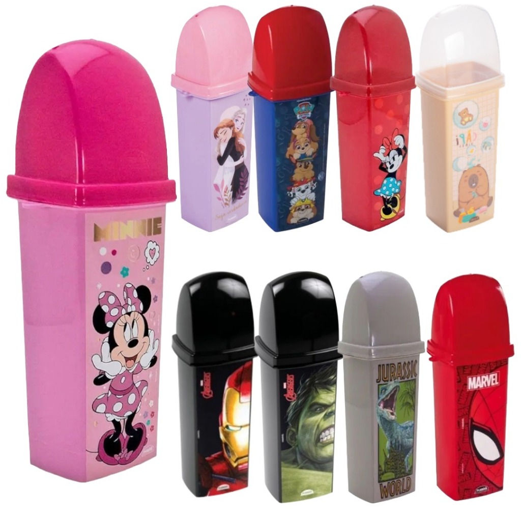 Porta Escova de Dente Infantil Disney Minnie Estojo Higiene Viagem Escolar Personagens Plástico