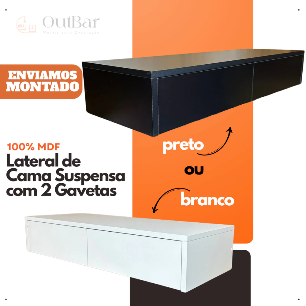 Mesa De Cabeceira Penteadeira 2 Gavetas Suspensa