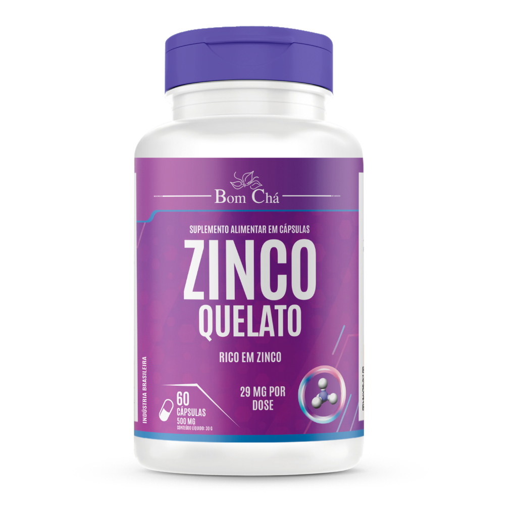 Zinco Quelato - 29mg Por Dose Rico em Zinco (120 Cápsulas de 600mg) - Bom Chá