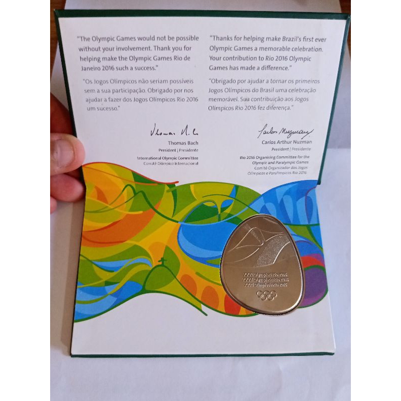 MEDALHA OLÍMPICA RIO 2016 ORIGINAL RARA COLECIONÁVEL MOEDA NUMISMÁTICA!