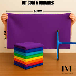 Kit 5 Pano de Chão Microfibra Macio 40x60cm Toalha de Limpeza Grande Residencial em Oferta na Shopee