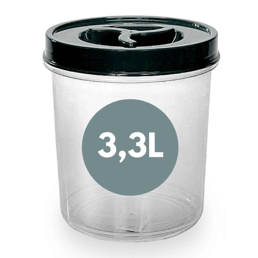 1 Pote Mantimento 3,3 Litros Tampa Rosca Pote Redondo Transparente BPA FREE Arroz Feijão Açúcar