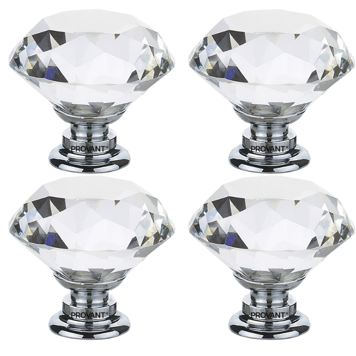 Kit 4 Puxadores de Cristal 30mm Cromado Para Gaveta Armário em Oferta na Shopee