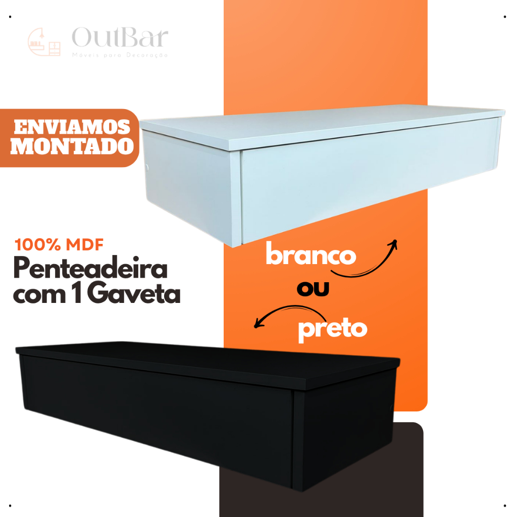 Mesa De Cabeceira Penteadeira Suspensa 1 Gaveta Telescópica