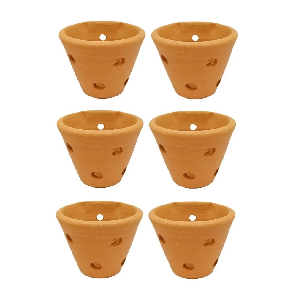 6 Vasos De Barro De Parede Para Mini Orquídea Vasinho