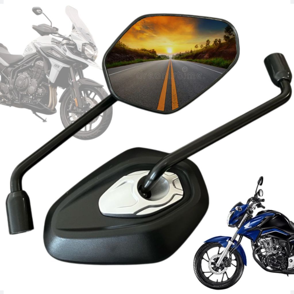 Par Retrovisor Tiger 1200 Triumph Rosca Honda M10 Para Cg 125 150 160 Par Fixo Convexo em Oferta na Shopee