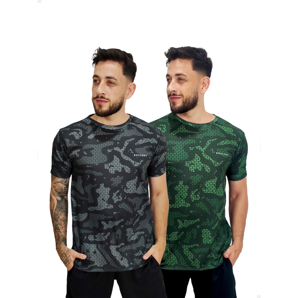 Kit 2 Camisas Academia Masculina Dry Fit  Blusa Academia Camisa Camuflada