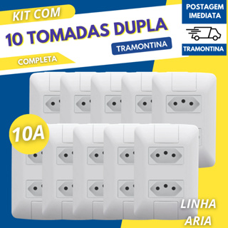 Kit Tomadas Dupla 10A Tramontina Linha Aria com Nota Fiscal 3, 5, ou 10 PÇS em Oferta na Shopee