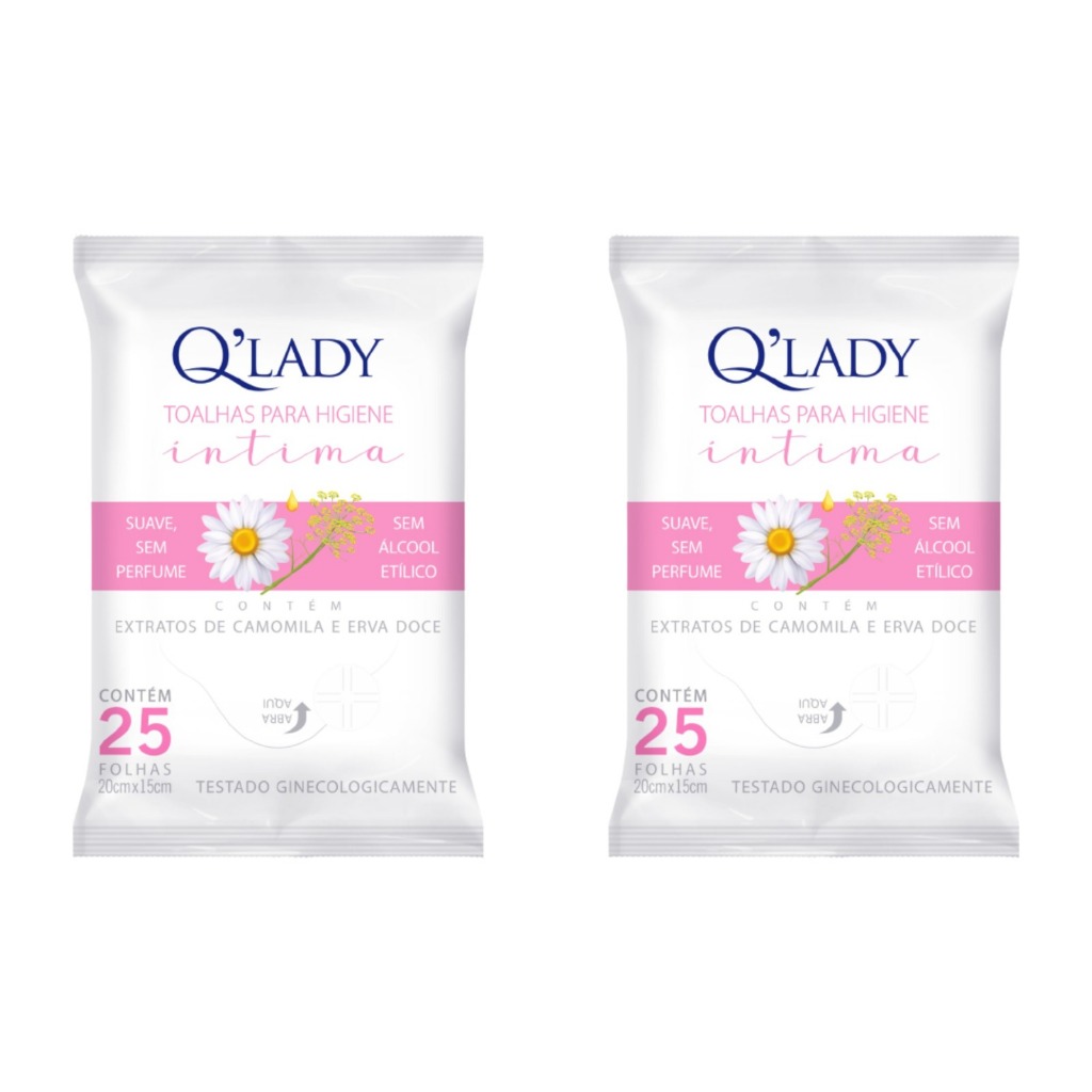 Kit 2 Toalhas Intimas Q'Lady 25 Folhas (2undX25fls)  - 50 Fls Total