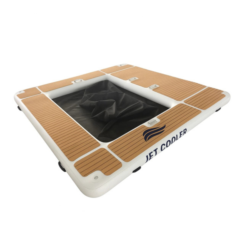 Plataforma boia Inflável Piscina Flutuante Jet Cooler 4m Para Lancha Barco Jetski Deck Náutico com piso em EVA