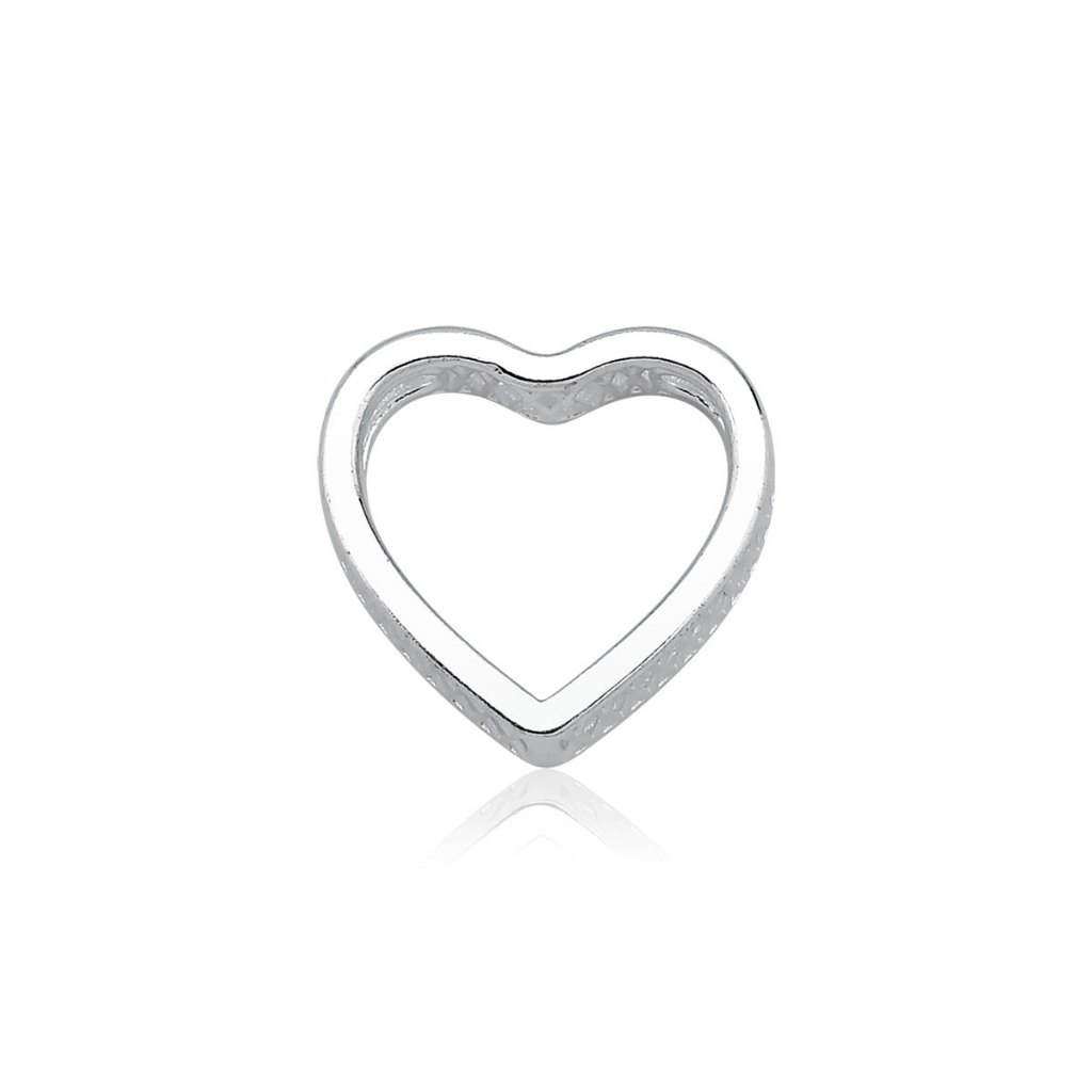 Pingente Passante de Prata 925 Coração Vazado