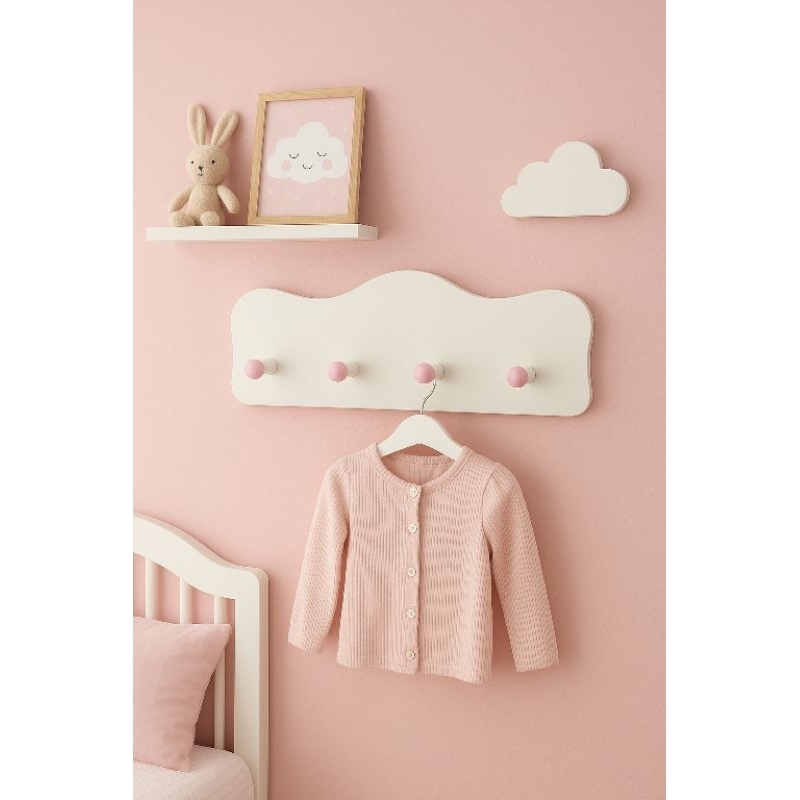 Cabideiro Madeira Branco Quarto Infantil Organização e Decorativo