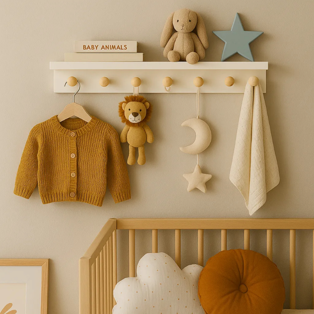 Cabideiro de Parede Com Prateleira Gancho Super Resistente MDF Branco