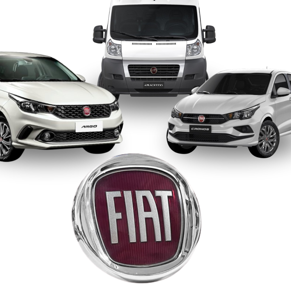 Emblema Dianteiro Grade Vermelho Preto Fiat Argo Cronos Ducato 2010 A 2021