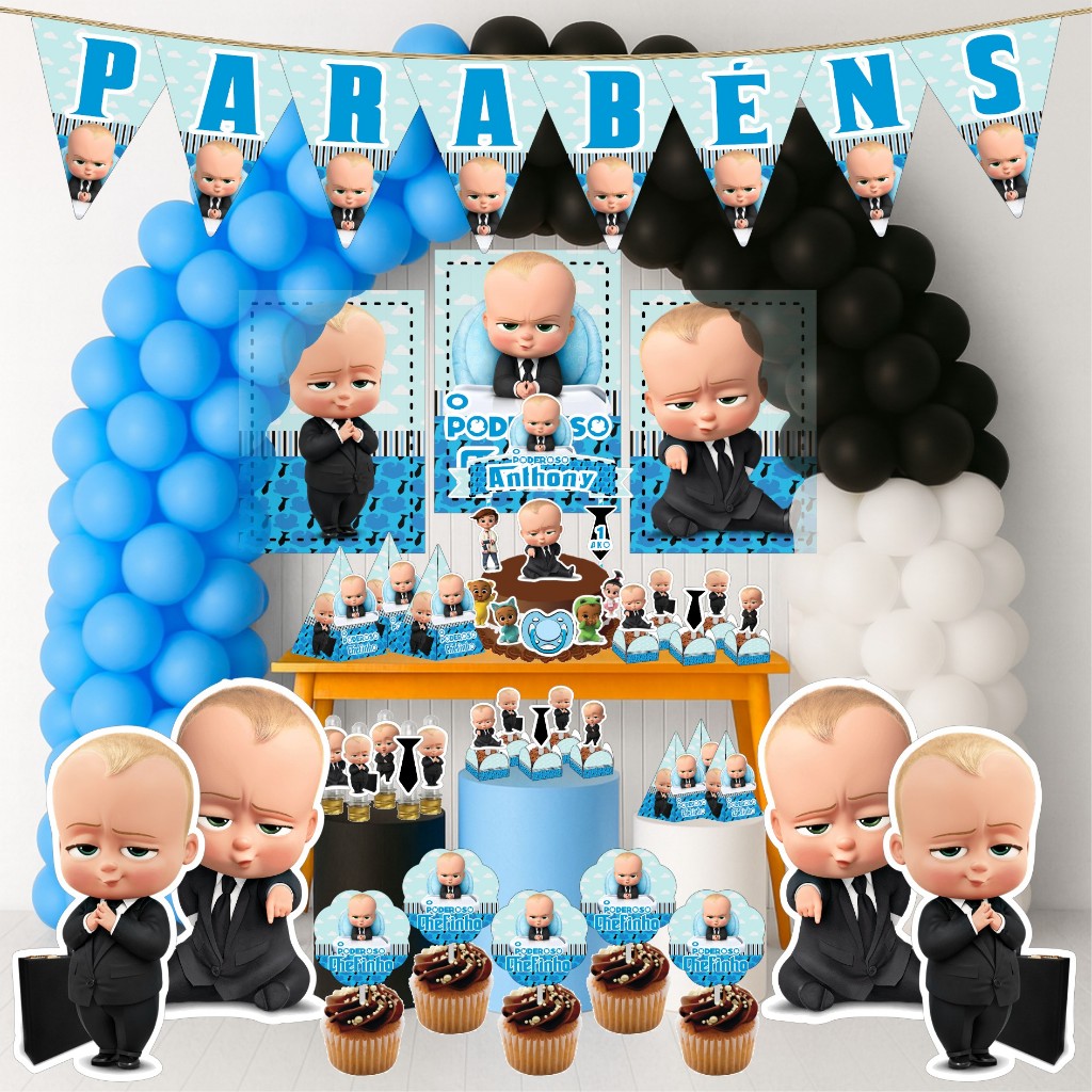 Kit Festa Aniversário Personalizado Poderoso Chefinho 78 itens - Decoração Mesversario Lembrancinhas