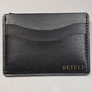 Carteira Porta Cartão Detuli Preto Slim Couro CNH