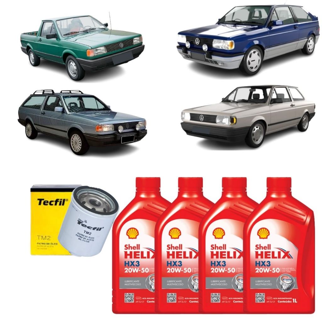 Kit Troca Oleo E Filtro VW Gol Parati Saveiro Quadrado Ap 1.0 1.6 1.8 2.0 20w50 Shell Helix Mineral em Oferta na Shopee