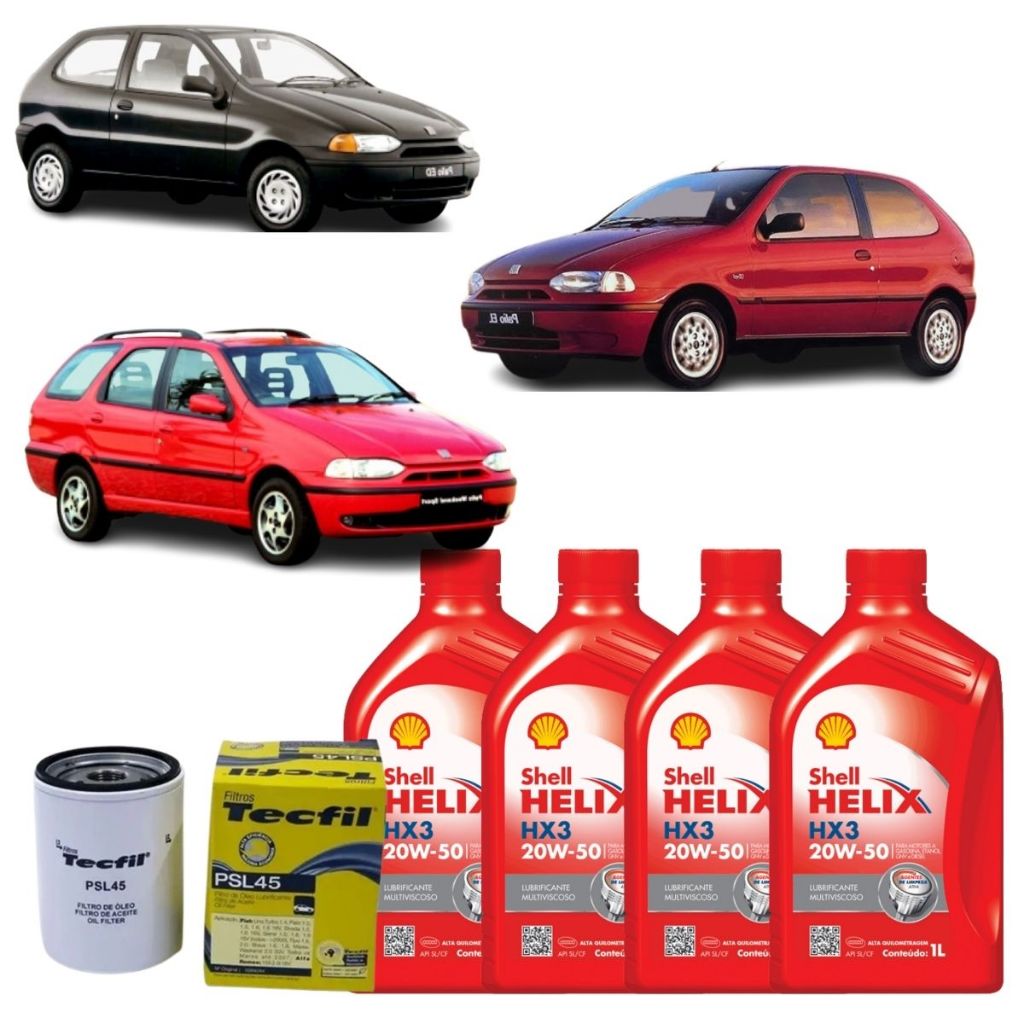 Kit Troca De Oleo E Filtro Fiat Palio Siena Strada Uno Weekend 1.0 1.5 Fiasa 20w50 Shell Original em Oferta na Shopee