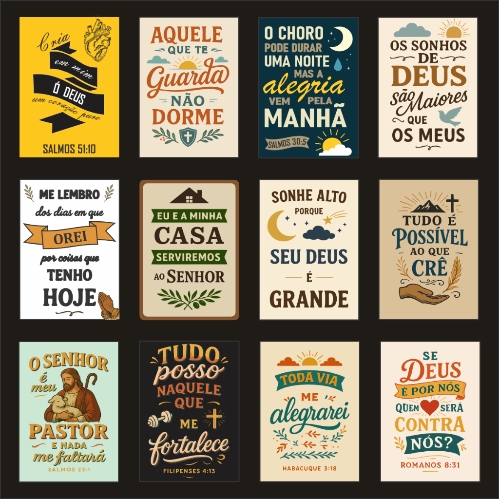 Quadro Decorativo Frases Bíblicas - A5 - 20 X 15 cm MDF - Placas decorativas Frases Motivacionais