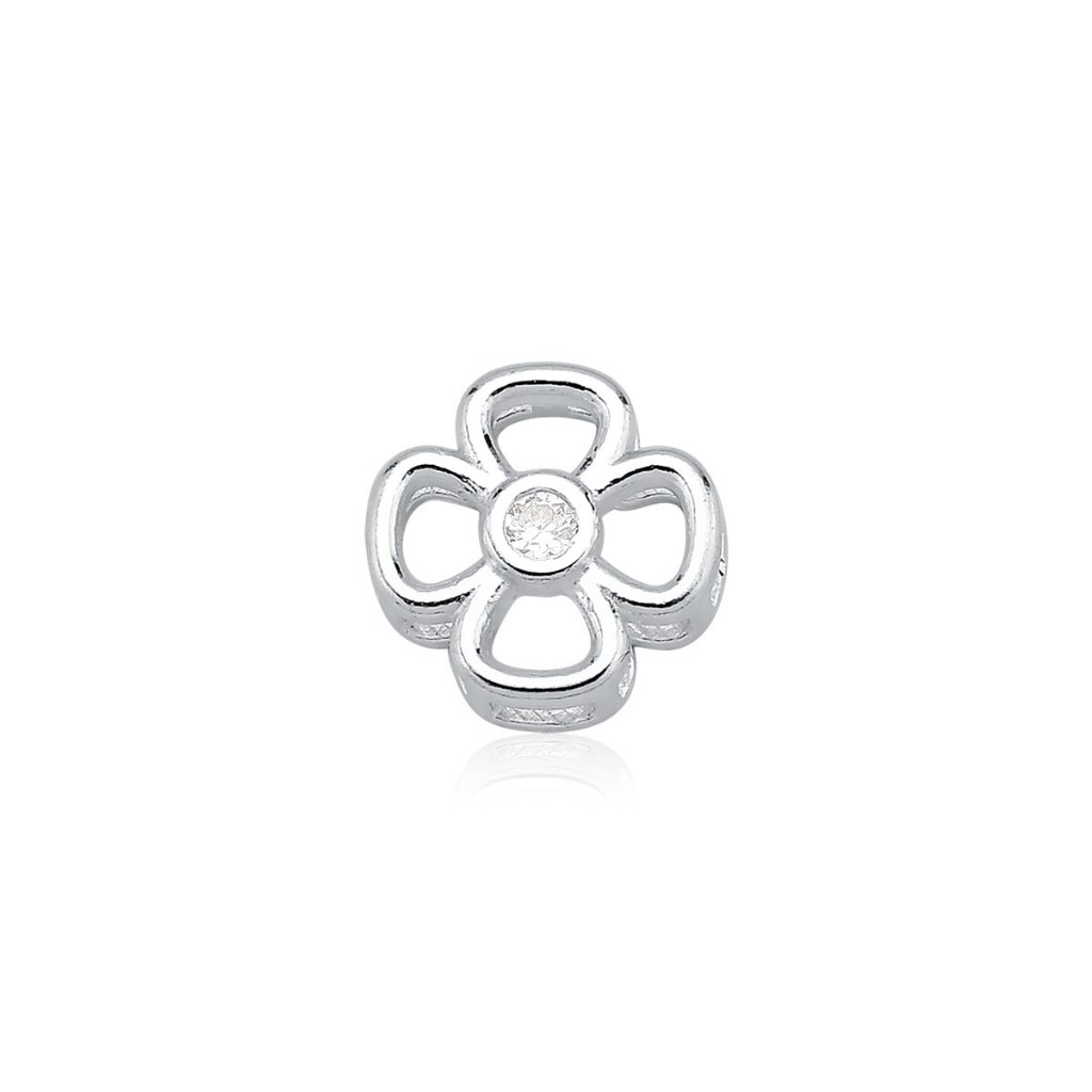 Pingente Passante de Prata 925 Trevo da Sorte Vazado e Ponto de Luz em Oferta na Shopee