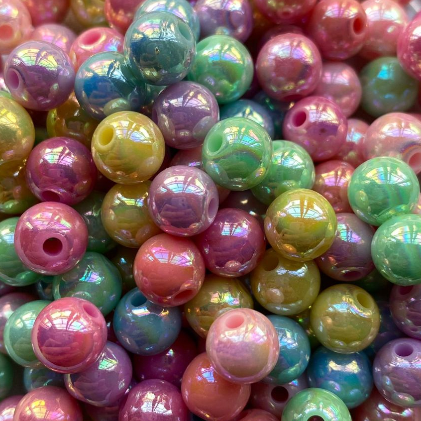 Bola Leitosa Irisada Passante 8mm em Acrílico Miçanga para Artesanato – 100 Unidades em Oferta na Shopee