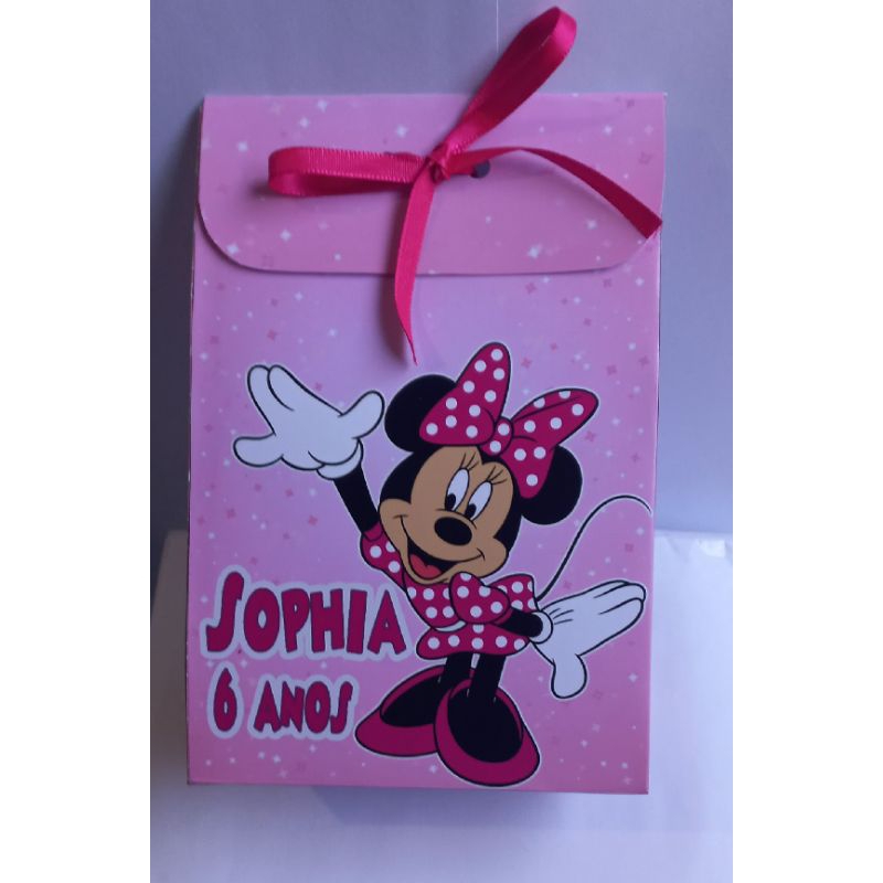 SACOLINHA SURPRESA PERSONALIZADA MINNIE- LEMBRANCINHAS PARA FESTA-QUALQUER TEMA(SEMI-MONTADA).