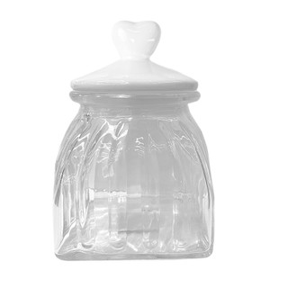 Pote Vidro Tampa Cerâmica Coração 750ml Class Home