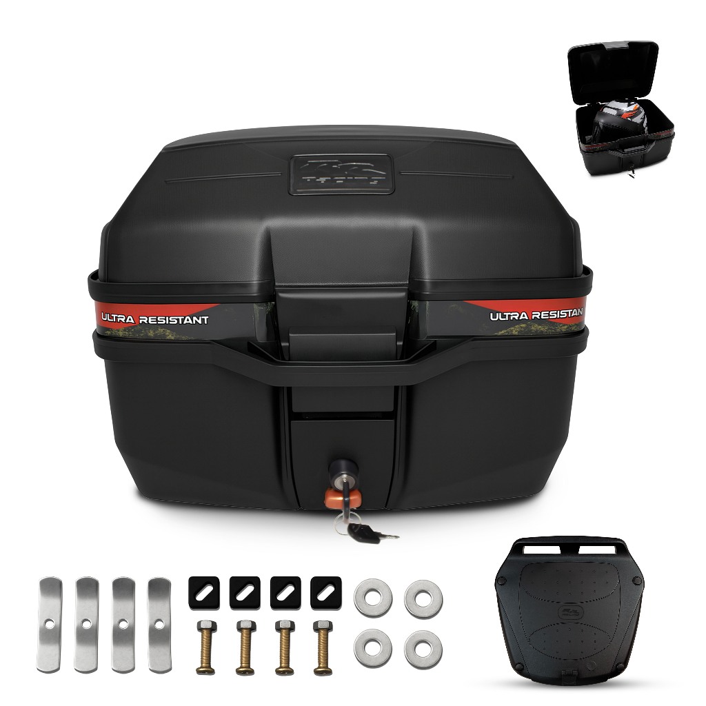 Baú Bauleto Moto 35 Litros AllDay35 Preto Com Chave Suporte E Kit Fixação Universal em Oferta na Shopee