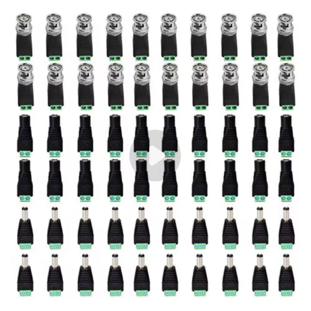 kit c/ 16 bnc borne + 8 p4 macho + 8 p4 femea p/ instalaçao de 8 cameras de segurança em Oferta na Shopee