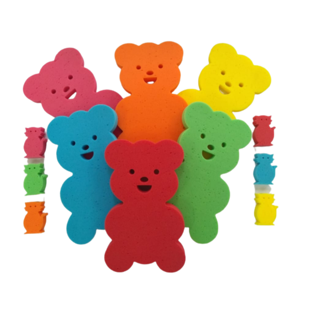 Esponja de Banheira Bebê Antiderrapante Infantil Urso Colorido