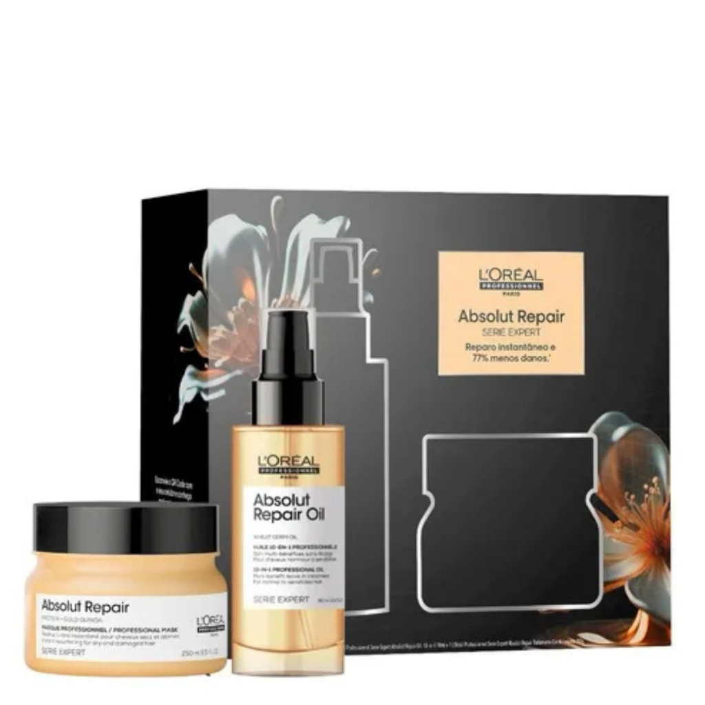Kit L'oreal - Máscara 250g e Óleo Capilar 90ml AbsolutRepair Gold em Oferta na Shopee
