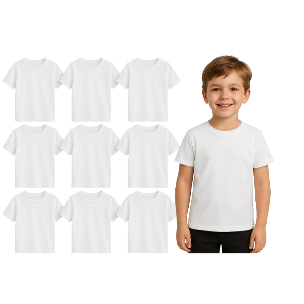 Kit 10 Camisetas Infantil 100% Poliéster Para Personalização Silk Sublimação DTF 100% Poliéster