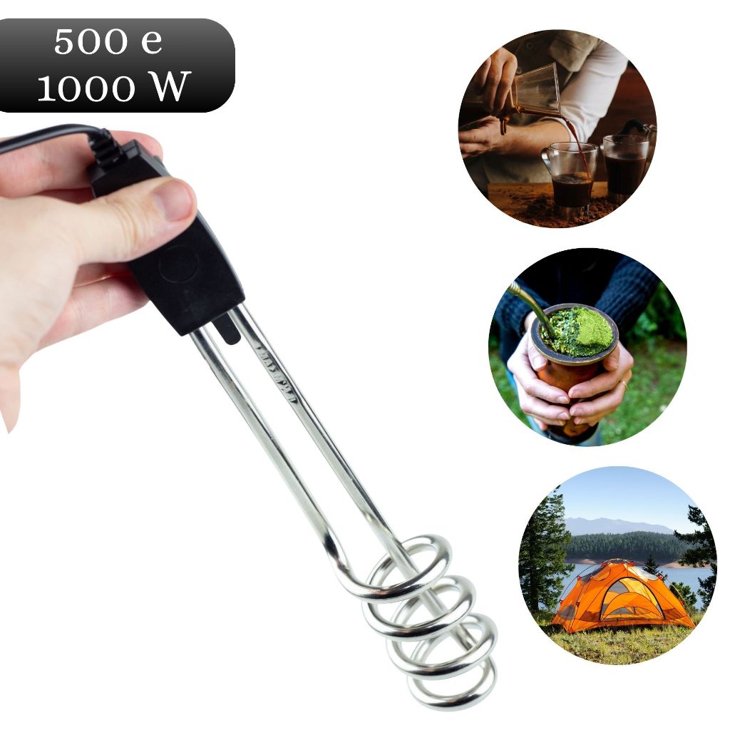 Aquecedor de Água Ebulidor Elétrico 110 / 220V 1000W Rabo Quente Mergulhão