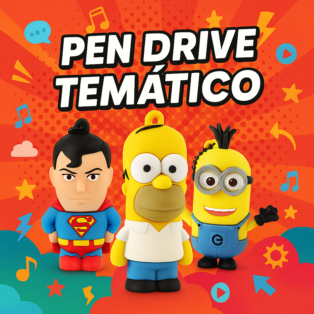 Pen Drive Personagens Multilaser 8gb Temático Homer Superman Minions