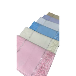 Kit 6 Toalhas de Lavabo Valletex Linha Arte Atoalhadas com Renda Guipir – 30cm x 50cm