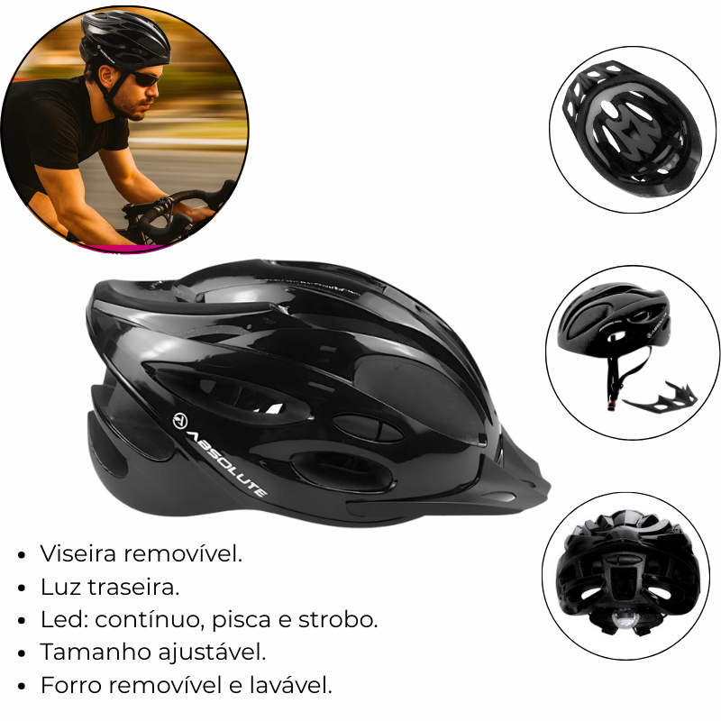 Capacete Ciclismo Absolute Nero Com Led em Oferta na Shopee