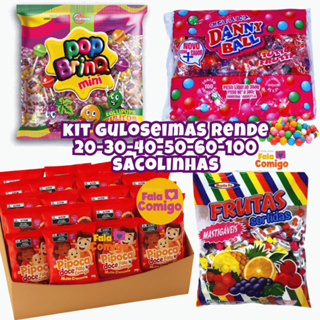Kit Rende 20/30/40/50/60/100 Sacolinhas Lembrancinhas Aniversário Infantil Pipoquinha Bala Pirulito em Oferta na Shopee