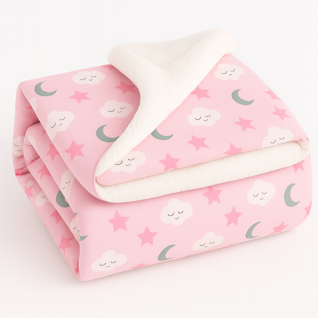 Cobertor de Bebe Dupla Face Lã de Carneirinho Menina e Menino