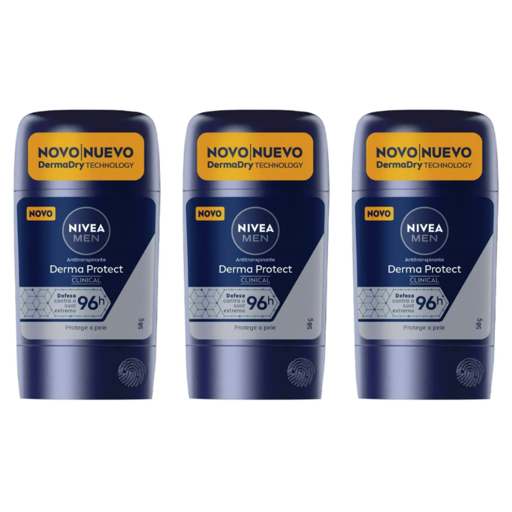 Kit c/ 3 Desodorante Nivea Clinical Masculino Derma Protect 54g em Oferta na Shopee
